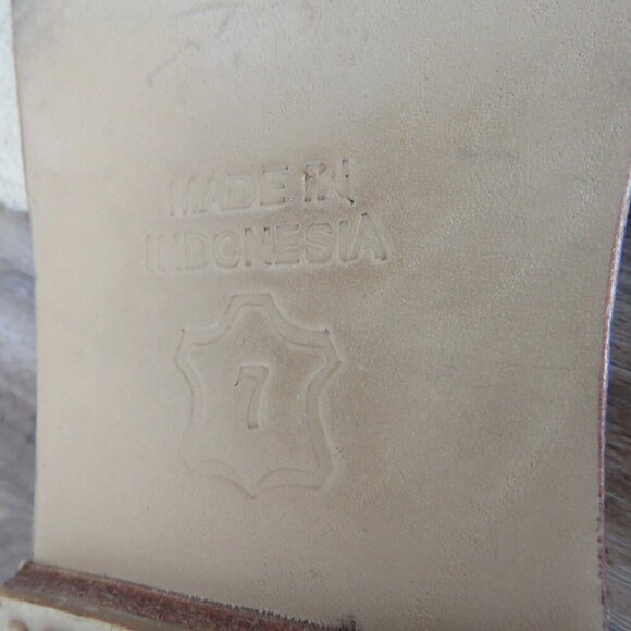 MYSTIQUE Caracas Fringed Leather Slip On Slide Sandals in Beige Beach Size US 7 - Picture 11 of 12